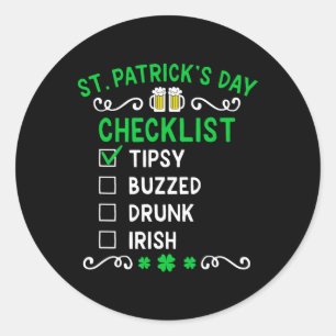 Checkliste für den Funny St Patricks Day Runder Aufkleber