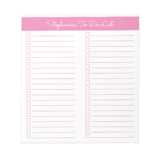 Checkliste für einfache, leicht rosa Zweispalte Notizblock