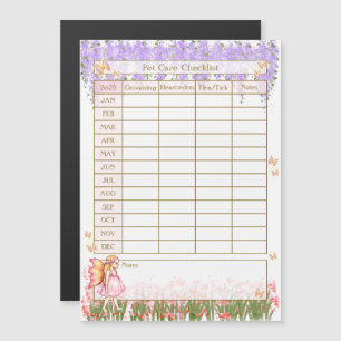 Checkliste für Haustiere Blume Mädchen im Garten Magnetkarte