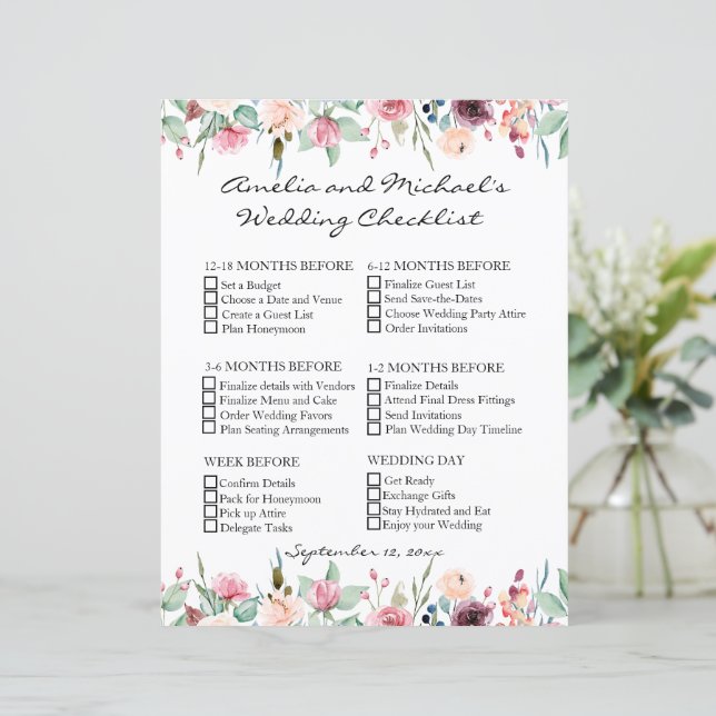 Checkliste für Hochzeiten in der Rosenrose (Stehend Vorderseite)