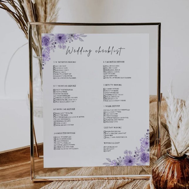 Checkliste für Lila Hochzeit 12 Monate (12 Month Purple Wedding Checklist)