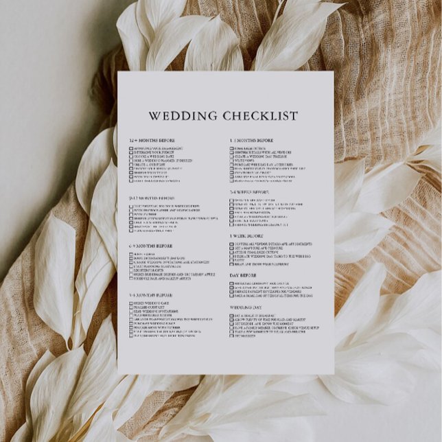 Checkliste für Minimalistische Hochzeit 12 Monate (12 Month Minimalist Wedding Checklist)