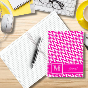 Checkliste für Mit Monogramm rosa Hahnentrittmuste Notizbuch