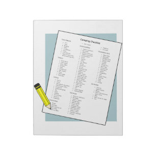 Checkliste für nützliche Camping-Verpackung Notizblock