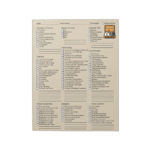 Checkliste für nützliche Reiseverpackungen Notizblock