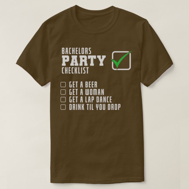 Checkliste für Party T-Shirt (Design vorne)
