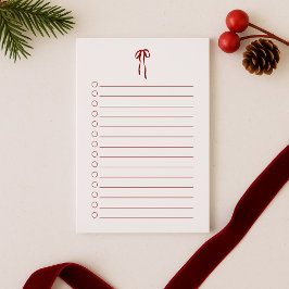 Checkliste für Red Bow Holiday To Do List Notepad Post-it Klebezettel