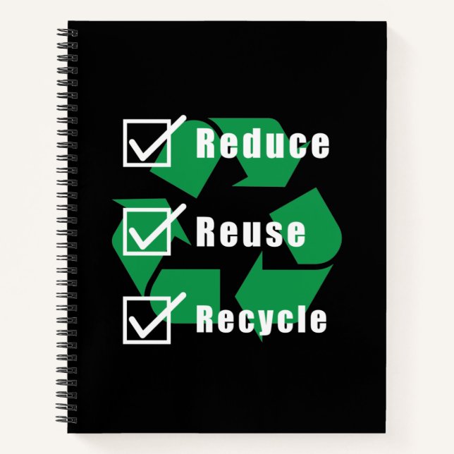 Checkliste "Umweltschutz" Recycle Wiederverwendung Notizbuch (Vorderseite)