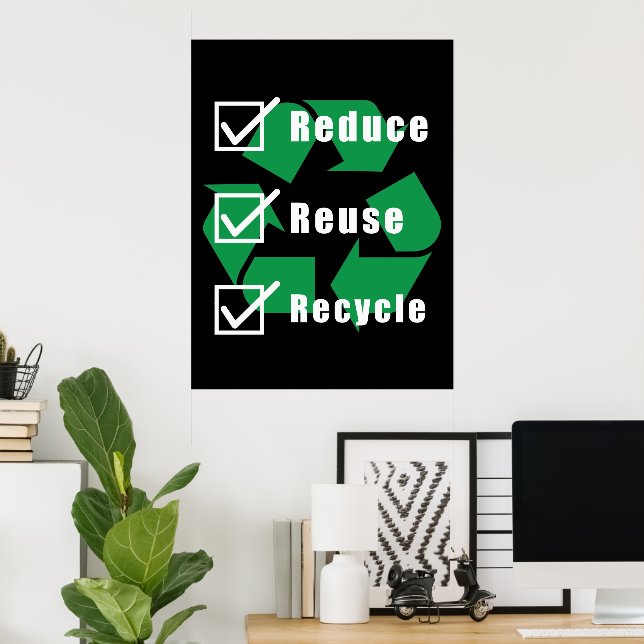 Checkliste "Umweltschutz" Recycle Wiederverwendung Poster (Heimbüro)
