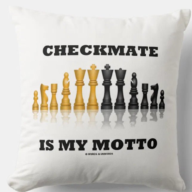 Checkmate ist mein Motto Reflektierendes Schachspi Kissen (Chess players & Grandmasters will enjoy this reflective chess set chess saying throw pillow)