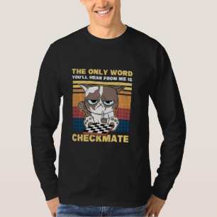 Checkmate Kat Kitten Retro Schach Spieler Schach L T-Shirt