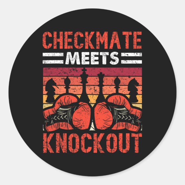 Checkmate Meets Knockout Battle Fun Runder Aufkleber (Vorderseite)