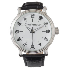 Checkmate Schach Watch - Schachfiguren in Weiß Armbanduhr