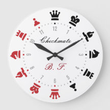 Checkmate Schachwall Uhr rot und schwarz