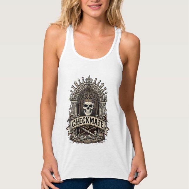 Checkmate Schädelkönig Vintage Schach Tank Top (Vorderseite)