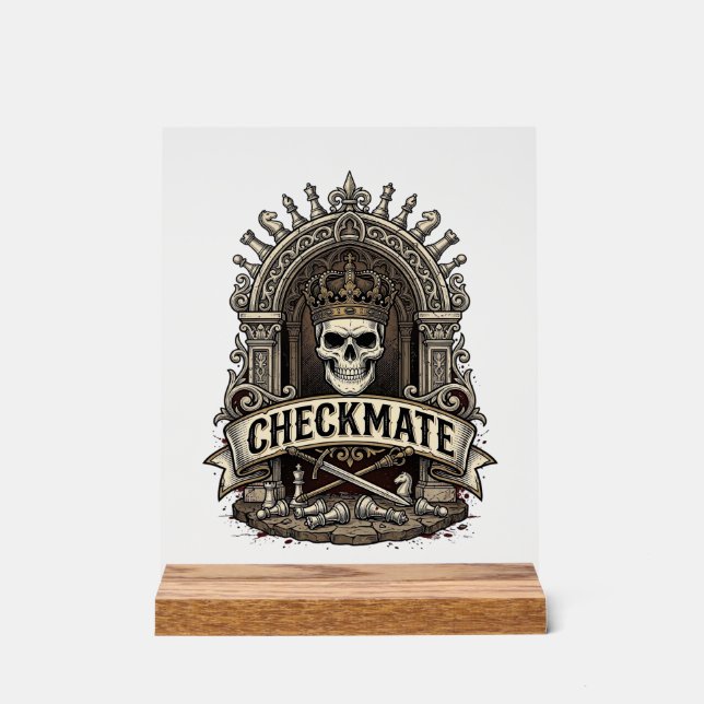 Checkmate Skull King Vintage Schach Acrylschild (Vorderseite)