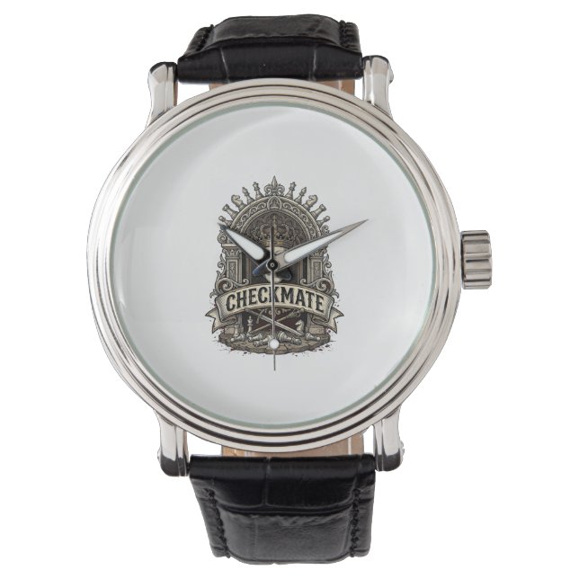 Checkmate Skull King Vintage Schach Armbanduhr (Vorderseite)