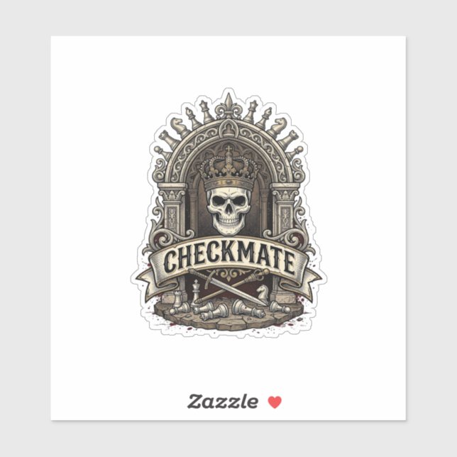 Checkmate Skull King Vintage Schach Aufkleber (Blatt)