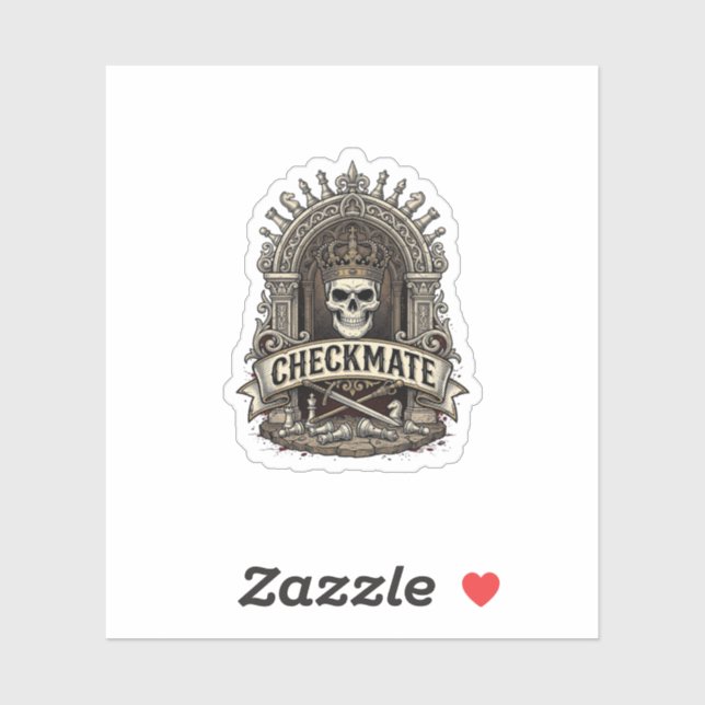 Checkmate Skull King Vintage Schach Aufkleber (Blatt)