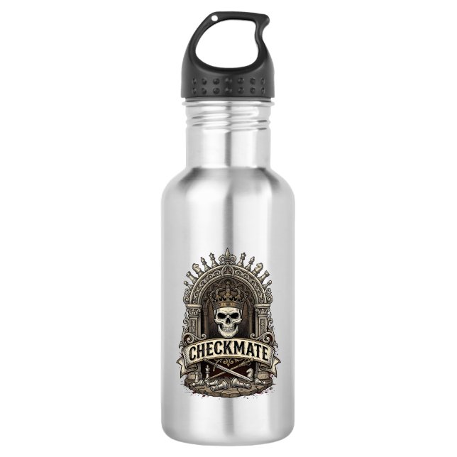 Checkmate Skull King Vintage Schach Edelstahlflasche (Vorderseite)