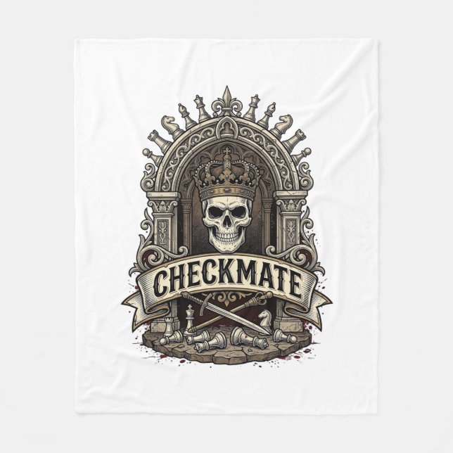 Checkmate Skull King Vintage Schach Fleecedecke (Vorderseite)