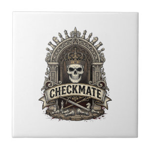 Checkmate Skull King Vintage Schach Fliese