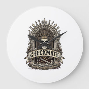 Checkmate Skull King Vintage Schach Große Wanduhr