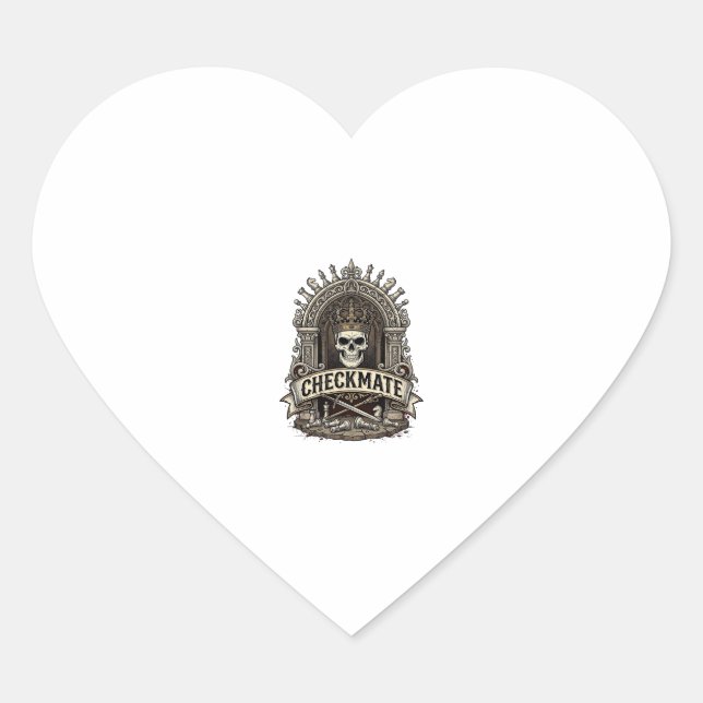 Checkmate Skull King Vintage Schach Herz-Aufkleber (Vorderseite)