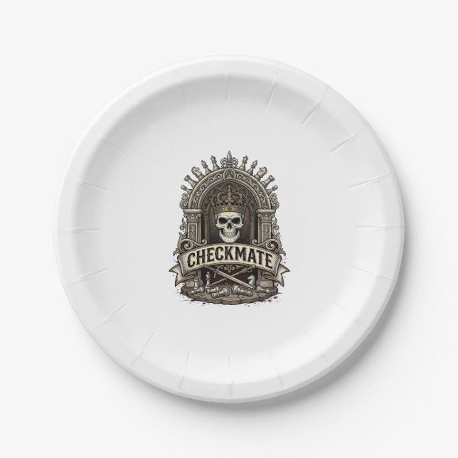 Checkmate Skull King Vintage Schach Pappteller (Vorderseite)