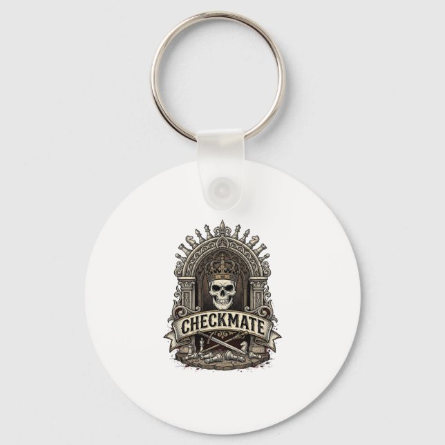 Checkmate Skull King Vintage Schach Schlüsselanhänger (Vorderseite)