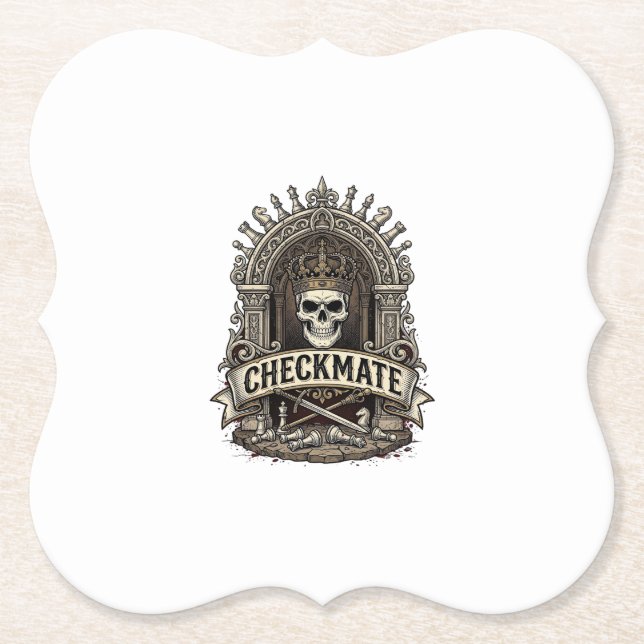 Checkmate Skull King Vintage Schach Untersetzer (Vorderseite)
