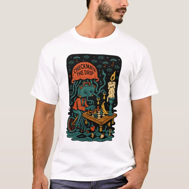 Checkmate the Drip – Absurd Surreal Street Art T-Shirt (Vorderseite)