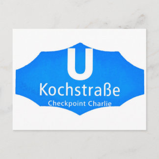 Checkpoint Charlie, Kochstrabe, UBahn, Blau/Weiß Postkarte