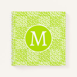 Checkte Liebe in der Limettengrün- und Weißmonogra Notizbuch