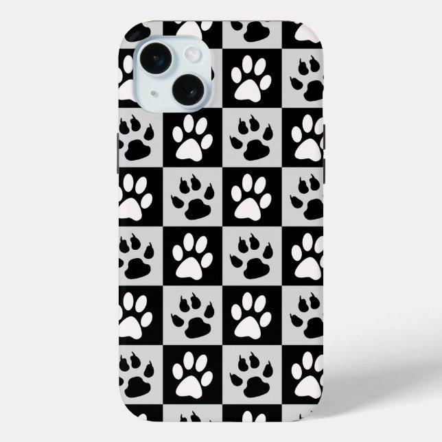 Checkte Schwarz-weiße Paws und Klauen Case-Mate iPhone Hülle (Rückseite)