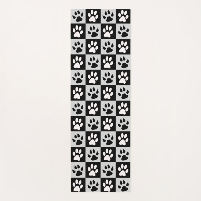 Checkte Schwarz-weiße Paws und Klauen Yogamatte (Vorderseite)