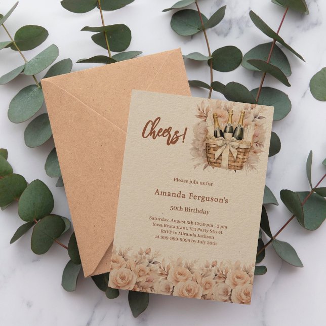 Checreme Rose Blumenblätter beige Kunsthandwerk Ge Einladung (Von Creator hochgeladen)