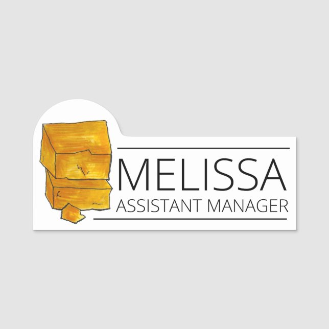 Cheddar Cheese Dairy Cheesemonger Lebensmittelgesc Namensschild (Vorderseite)