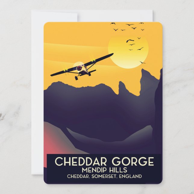 Cheddar Gorge Vintage Reise Poster. (Vorderseite)