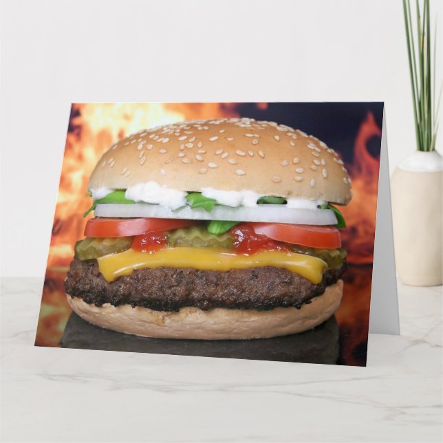 CHEEEBURGER BIRTHDAY FUNNY HAMBURGER BIRTHDAY CARD KARTE (Vorderseite)