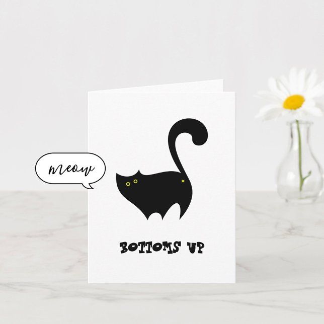 Cheeky Black Cat Botples Up Funny Birthday Karte (Von Creator hochgeladen)