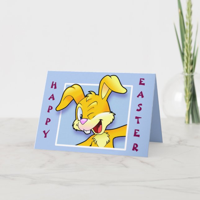 Cheeky bunny "Happy Easter" - Ostern Karte (Vorderseite)