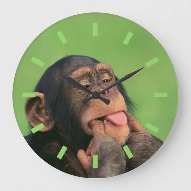 Cheeky Chimp Große Wanduhr (Vorderseite)