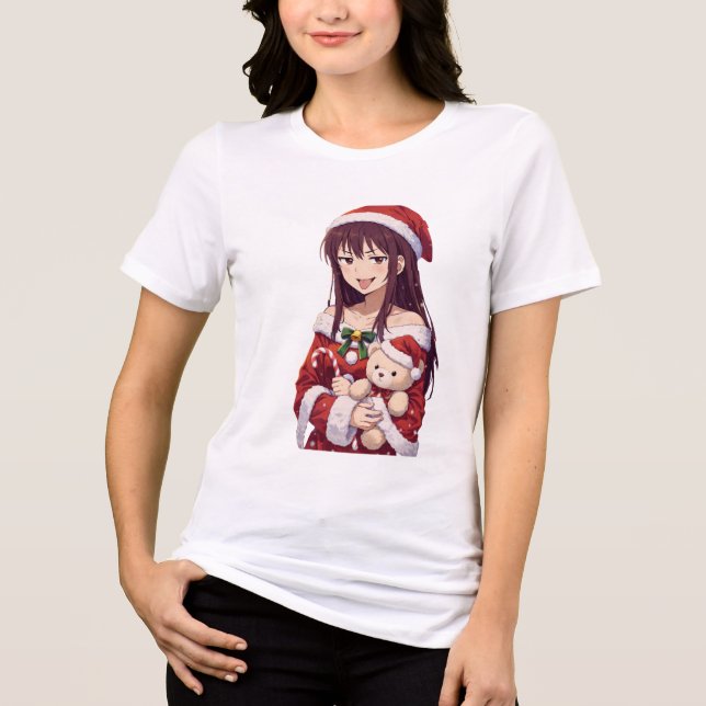 Cheeky Christmas Girl Tri-Blend Shirt (Vorderseite)