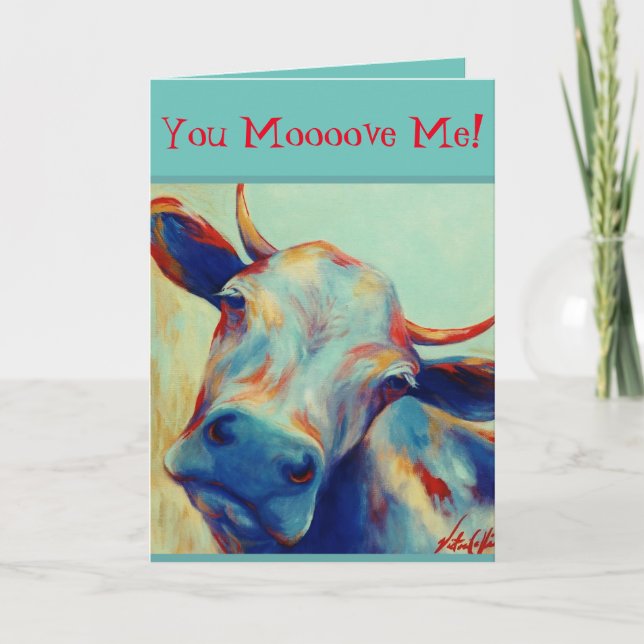 Cheeky Cow Valentine Card VCollierArt Feiertagskarte (Vorderseite)