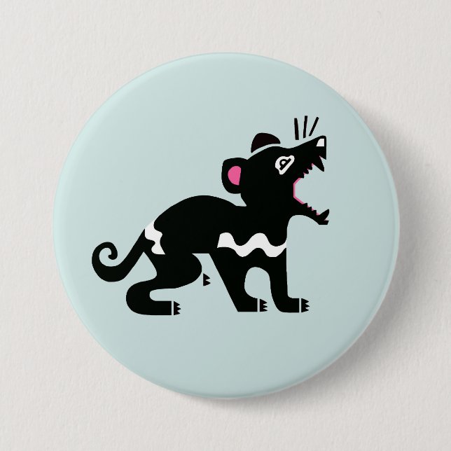 Cheeky devil - TASMANIAN DEVIL- wilde Tiere - Aqua Button (Vorderseite)