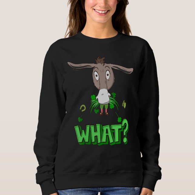 Cheeky Donkey isst Irish Leprechaun St Patrick's D Sweatshirt (Vorderseite)