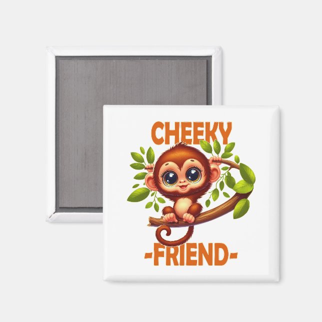 Cheeky Friend Pub Niedlich Baby Monkey auf Baum Ca Magnet (Vorderseite/Rückseite)