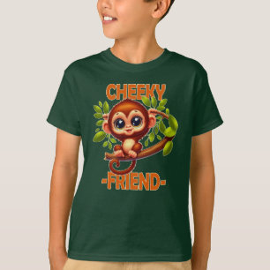 Cheeky Friend Pub Niedlich Baby Monkey auf Baum Ca T-Shirt