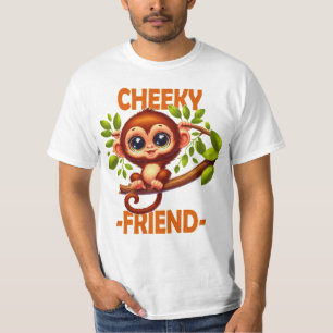 Cheeky Friend Pub Niedlich Baby Monkey auf Baum Ca T-Shirt